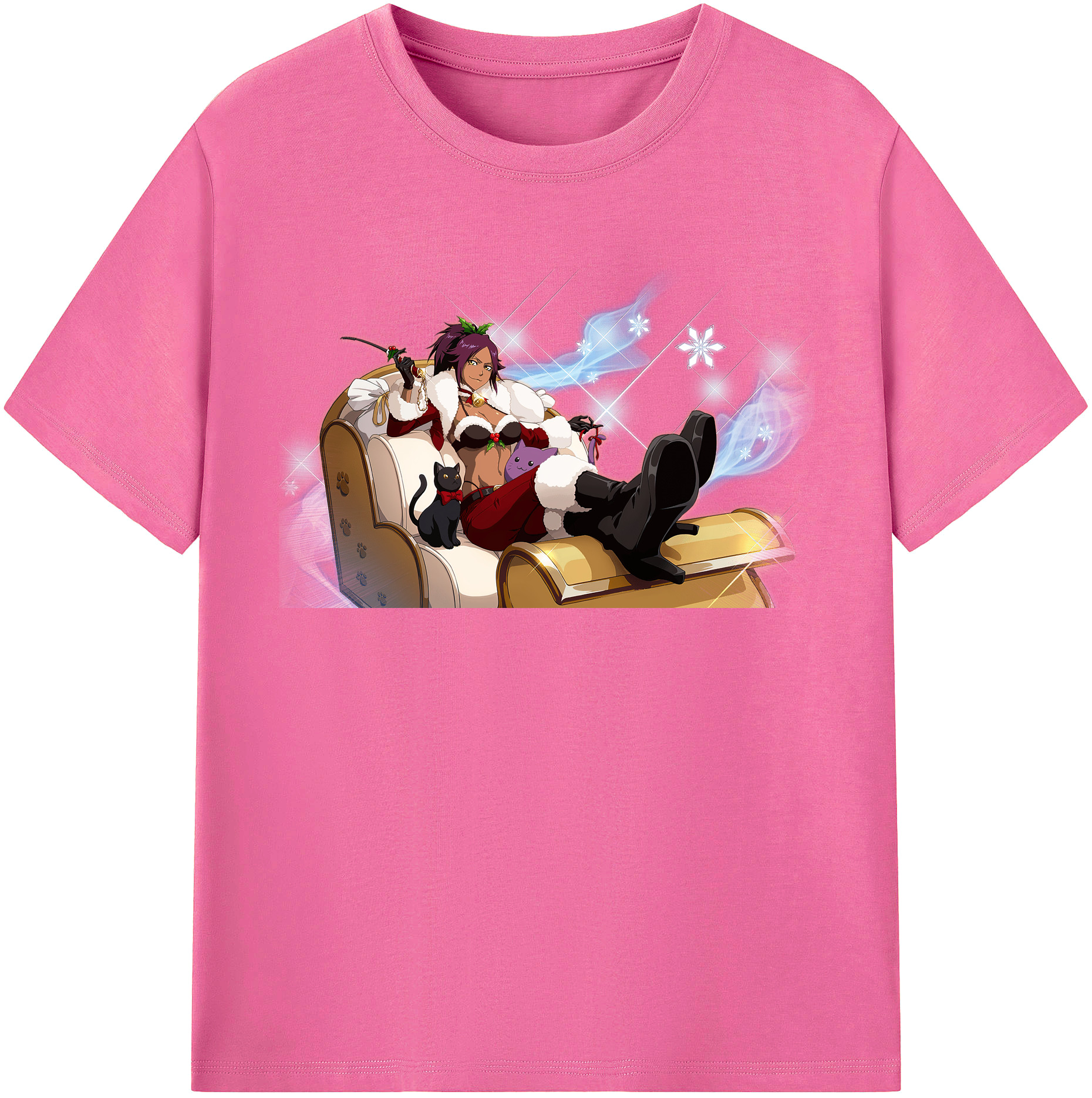 （画像用） ブリーチ 四楓院 夜一（しほういん よるいち） BLEACH Shihouin Yoruichi レディースカジュアルプリントTシャツ（綿100％）